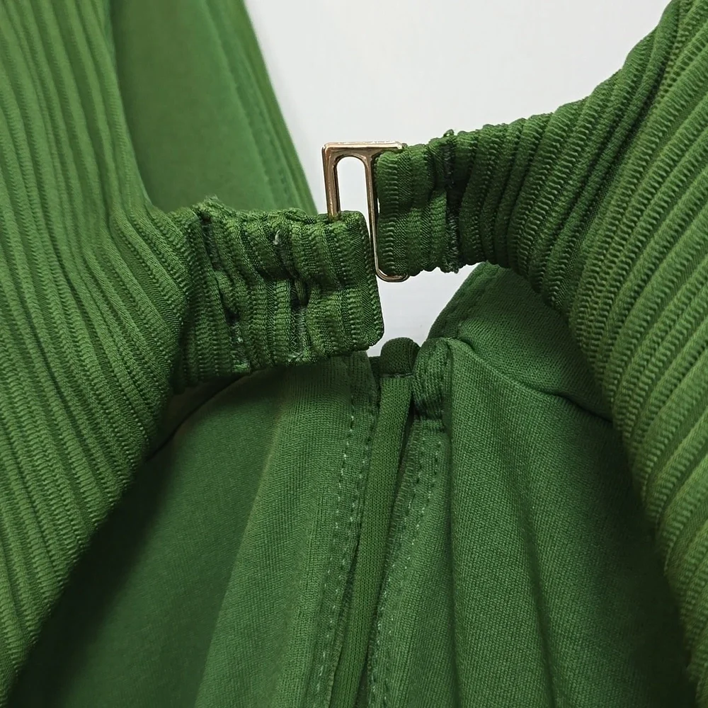 New Robin Piccone Green One Piece Swimsuit Womens 2 Lily Basil Cutout Ribbed